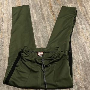 Hunter Mens Olive Polyester Athletic Fit Drawstring Activewear Pants Size Large